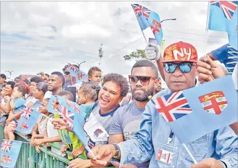  ?? Picture: ELIKI NUKUTABU ?? Fiji flags was the order of the day durign the march in Suva.