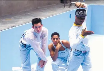  ?? Lisa Guarnieri Bond / 360 ?? BLOND AMBITION dancers Kevin Stea, from left, Gabriel Trupin and Oliver Crumes III in “Strike a Pose.”