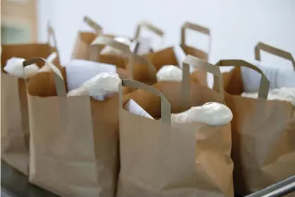  ?? Photograph: Andrew Boyers/Reuters ?? Food parcels for families in Milton Keynes.