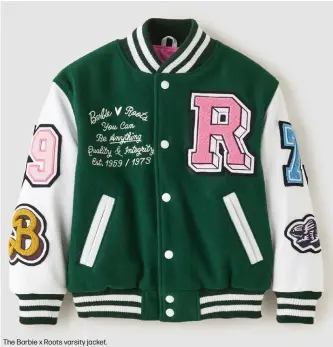  ?? ?? The Barbie x Roots varsity jacket.