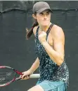  ?? ARLEN REDEKOP ?? Rebecca Marino pumps her fist after defeating Naomi Broady of Britain at Hollyburn Country Club on Wednesday.