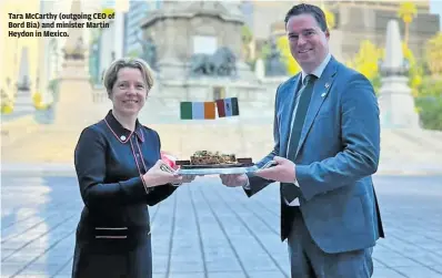  ?? ?? Tara McCarthy (outgoing CEO of Bord Bia) and minister Martin Heydon in Mexico.