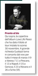  ??  ?? Qui sopra, la copertina dell’album che ha dato il titolo al tour iniziato lo scorso 30 novembre. A grande richiesta Gualazzi torna in concerto dal vivo per tutto il mese di marzo: il 9 a Varese, l’11 a Pescara, il 13 a Napoli, il 15 a Genova, il 23 a...