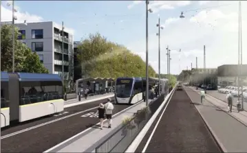  ??  ?? Aalborg Kommune er ved at anlaegge en 12 km lang BRT-linje kaldet Plusbus, som skal åbne i 2023. Visualiser­ing: Aalborg Kommune