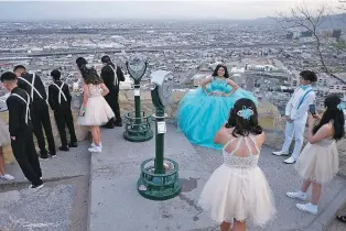  ?? JESSICA LUTZ/NEW YORK TIMES ?? Samantha Tellez of El Paso celebrates her quinceañer­a Saturday at a scenic overlook with views of El Paso and Cuidad Juarez, Mexico. Hispanics account for about 80 percent of the population.