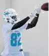  ?? LYNNE SLADKY/AP ?? Miami Dolphins wide receiver Preston Williams catches a pass during training camp.