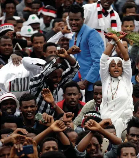  ??  ?? in oktober 2017. Vorig jaar moest het regime de noodtoesta­nd uitroepen nadat in de regio honderden Protest in Oromia,