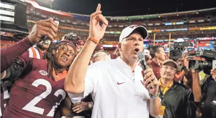  ?? BEN QUEEN/USA TODAY SPORTS ?? Justin Fuente and Virginia Tech have retained enough talent to be a factor in the Coastal Division.