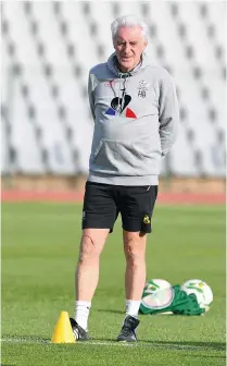  ?? /Gallo Images ?? Bafana Bafana coach Hugo Broos during his team’s training session at Dobsonvill­e Stadium this week.