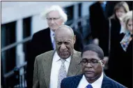  ?? AP/MATT SLOCUM ?? Bill Cosby (center) departs a pretrial hearing in his sexual assault case at the Montgomery County Courthouse on Monday in Norristown, Pa.