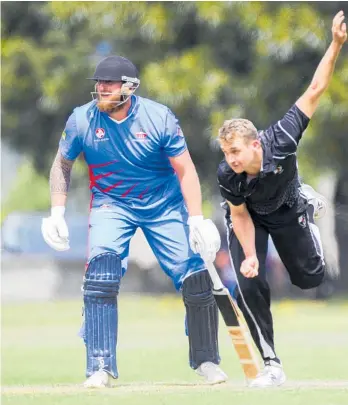  ??  ?? Chad Law (bat) in action against Hawkes Bay at the correspond­ing tournament in Napier.