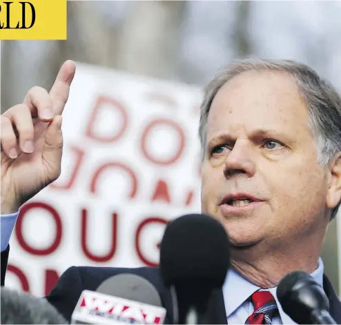  ?? JOHN BAZEMORE/THE ASSOCIATED PRESS ?? Democrat Doug Jones will take over the U.S. Senate seat previously held by current U.S. Attorney General Jeff Sessions.