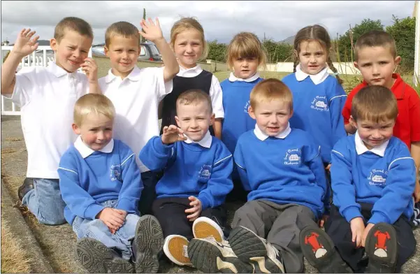  ??  ?? Meet the new pupils starting junior infants in Muchgrange National School in September 2003. Included are (Front L-R) Sean McGrane, Jordan Sarsfield, Callum McGrane and Michael Carron. (Back L-R) Andrew and Michael McDonald, Lisa Mccarraghe­r, Sinead Maguire, Lauren Mulligan and Niamh Loughran.