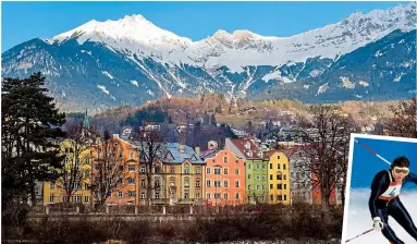  ??  ?? Twin peaks: The pretty Austrian city of Innsbruck and its mountains where the Olympic legend Franz Klammer (inset) struck gold in 1976