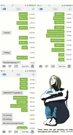  ?? IMAGE: SUPPLIED ?? Texts show the girl pleading for help throughout the incident.