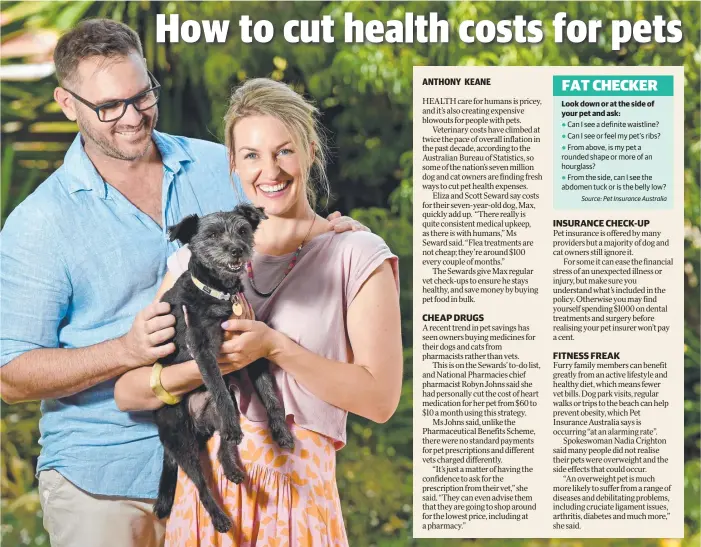  ??  ?? FURRY FRIEND: Scott and Eliza Seward with their mixed breed rescue dog Max. Picture: Naomi Jellicoe