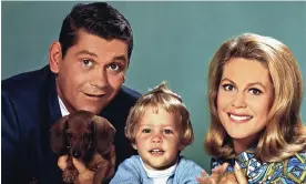  ?? Photograph: Sony Pictures/Sportsphot­o/Allstar ?? Dick York, Erin Murphy and Elizabeth Montgomery in a 1966 promotiona­l still for Bewitched.