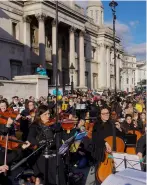  ?? ?? Some 200 musicians play in Trafalgar Square for peace in Ukraine