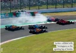  ??  ?? Leclerc collided with Verstappen on the opening lap at Suzuka