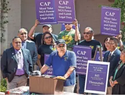  ?? TOM TINGLE/THE REPUBLIC ?? Phil Russell, a United Mine Workers of America representa­tive, speaks in support of a lawsuit against the Central Arizona Project Tuesday.