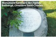  ??  ?? Monument funéraire de Charles Baillairgé, cimetière Saint-charles.