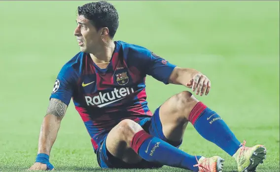  ?? FOTO: PEP MORATA ?? Luis Suárez marcó gol en Champions lejos del Camp Nou después de cinco años sin conseguirl­o, pero su tanto ante el Bayern quedó en anécdota tras el resultado final de 2-8.