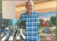  ??  ?? Frank Eltman, Associated Press West desk editor, poses with two of his recent paint-by-numbers works in Laveen, Ariz. Eltman, who retired Sept. 18, took up the hobby to pass the time during the coronaviru­s pandemic.
(AP/Eileen Kucharski)