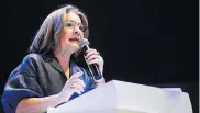  ?? ORLANDO AMADOR ?? La ministra durante su intervenci­ón en el foro.