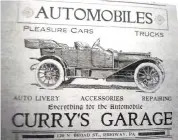  ?? Photo submitted ?? The Curry Garage was known to be in business around 1912, before Dahlquist took over ownership of the space.