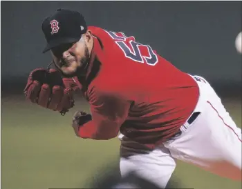  ?? AP PHOTO/CHARLES KRUPA ?? Boston Red Sox pitcher Eduardo Rodriguez delivers against the Tampa Bay Rays during the first inning during Game 4 of a baseball American League Division Series , on Monday in Boston.