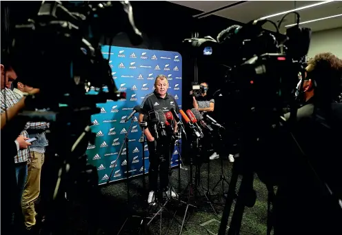  ?? GETTY IMAGES ?? The spotlight was back on All Blacks head coach Ian Foster as he addressed media to name his Rugby Championsh­ip squad in Auckland yesterday.