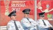  ?? AP ?? Police officers wait for the kickoff of the Confederat­ions Cup.