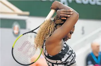  ?? Picture: GETTY IMAGES/ TPN ?? NOT AGAIN: Serena Williams looks dejected during her match against Sofia Kenin in the third round of the women's singles during day seven of the 2019 French Open at Roland Garros in Paris on Saturday.