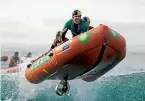  ??  ?? East End’s Liam Cole, Scott Nelson and Sinead Malley in action at the IRB national championsh­ips in Northland last month.