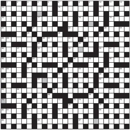  ?? ?? FOR A CHANCE TO WIN £750: Solve crossword to reveal the word reading down the shaded boxes. HOW TO ENTER: Call 0901 293 6231 and leave six-letter answer and details, or TEXT 65700 with the word XWORD, your answer and name. Texts and calls cost £1 plus standard network charges. One winner chosen from all correct entries received between 00.01 today (Saturday) and 23.59 tomorrow (Sunday). UK residents aged 18+, excl NI. Full terms apply, see Page 50. NEED A CLUE? Text HINT to 65700 for six answers, or call 0901 293 6235. Texts and calls cost £1 plus standard network charges. Today’s clues available from 00.01 Saturday to 23.30 on Sunday.