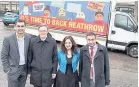  ??  ?? Parmjit Dhanda with Cllr Phillip O’Dell, Cllr Kiran Ramchandan­i, and Cllr Sachin Shah