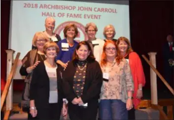  ?? MAGGIE CORCORAN — FOR DIGITAL FIRST MEDIA ?? The Archbishop John Carroll 1968 field hockey team — winner of the school’s first-ever Catholic League championsh­ip — were inducted into the Hall of Fame.
