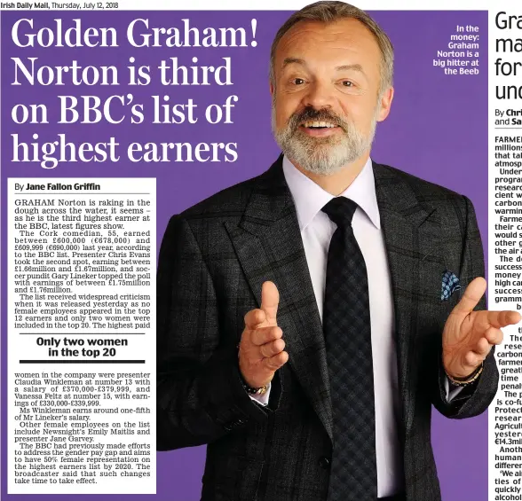  ??  ?? In the money: Graham Norton is a big hitter at the Beeb