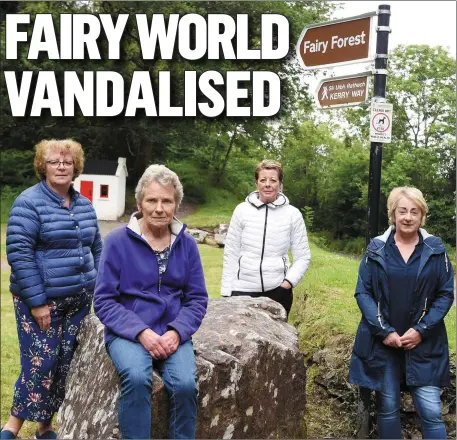  ?? All Photos by Michelle Cooper Galvin ?? Geraldine Murphy, Joan Connors, Vera O’Sullivan and Ann McKenna at the vandalised fairy forest.