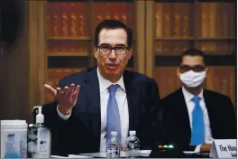  ?? AL DRAGO — POOL ?? Treasury Secretary Steven Mnuchin speaks Wednesday during a Senate Small Business and Entreprene­urship hearing on Capitol Hill in Washington.