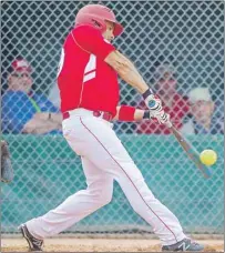  ?? SOFTBALL CANADA ?? Jeff Ellsworth makes contact during preliminar­y round play at the Internatio­nal Softball Federation world championsh­ip.