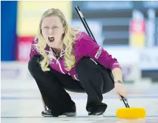  ??  ?? Calgary’s Chelsea Carey is unbeaten at the Canadian Olympic curling trials after a wild 9-8 victory over Julie Tippin on Thursday afternoon.