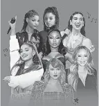  ?? GETTY IMAGES, TERESA LO/ USA TODAY ?? Dua Lipa, Ariana Grande, Taylor Swift, Chloe x Halle, Mariah Carey and Megan Thee Stallion are some of the women in music who brought joy to 2020.