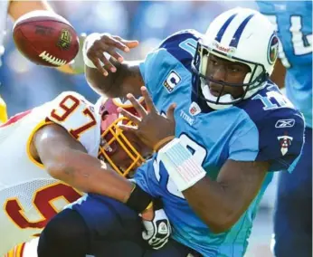  ?? GRANT HALVERSON/GETTY IMAGES FILE PHOTO ?? Vince Young had a rocky tenure with the Titans from 2006-10. A comeback in the CFL fizzled earlier this month.