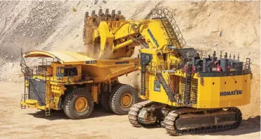  ??  ?? Mining can offer a stronger value propositio­n for autonomous operations than other segments. Mining companies have now hauled more than 3 billion metric tons of materials using Komatsu’s FrontRunne­r Autonomous Haulage System.