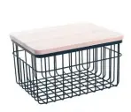  ??  ?? Get a stacking basket with lid that’ll come in handy in the kitchen, bedroom or bathroom. Wire basket, £8, Sainsbury’s Home Buy now with Ownable