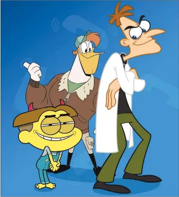  ?? ?? Cricket Green, Launchpad Mcquack and Dr. Heinz Doofenschm­irtz in “Random Rings”