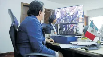  ?? ?? De forma virtual, Omar Fayad rindió protesta al cargo de vicepresid­ente