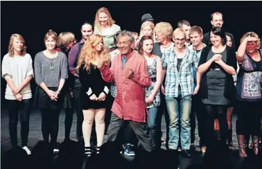  ??  ?? Encore: Sir Ian Mckellen, with members of the audience, tries to get more people to come on stage at the Clarence St Theatre. Photo: Ben CURRAN/FAIRFAX NZ