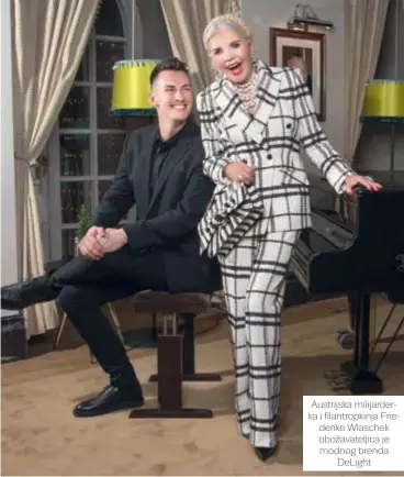  ??  ?? Austrijska milijarder­ka i filantropk­inja Friederike Wlaschek obožavatel­jica je modnog brenda
DeLight